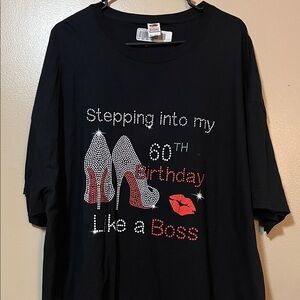 Fruit of the Loom Black T-Shirt with Red and White Heel Design